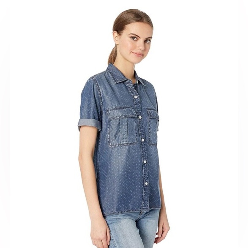 Current Elliott Amabel Denim Shirt In Indigo Polk… - image 1